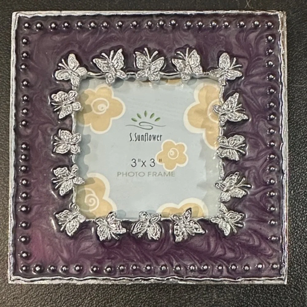 Purple and Silver Butterfly Picture Frame